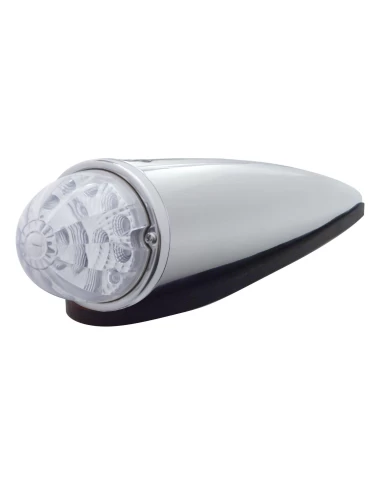 (BOX) 17 AMBER LED WATERMELON STYLE ROUND REFLECTOR CAB LIGHT W/ CHROME PLASTIC HOUSING - CLEAR LENS (BOX) 17 AMBER LED WATERMELON STYLE ROUND REFLECTOR CAB LIGHT W/ CHROME PLASTIC HOUSING - CLEAR LENS