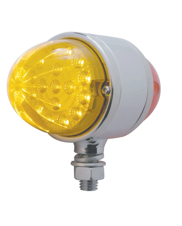 (CARD) 17 AMBER/RED LED ROUND REFLECTOR DOUBLE FACE LIGHT - AMBER/RED LENS (CARD) 17 AMBER/RED LED ROUND REFLECTOR DOUBLE FACE LIGHT - AMBER/RED LENS