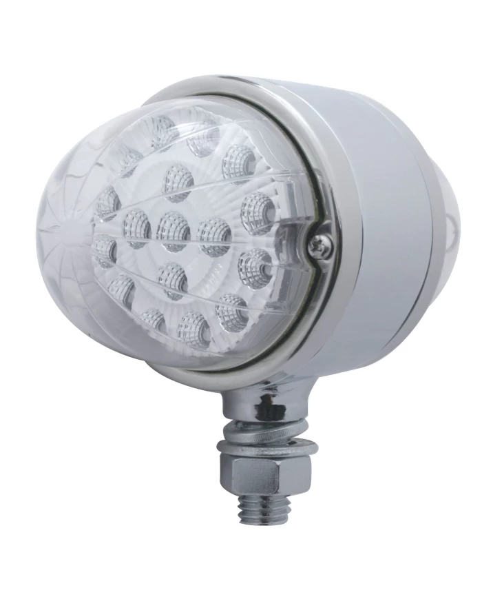 (BOX) CHROME 17 AMBER/17 RED LED WATERMELON DOUBLE FACE REFLECTOR AUXILIARY LIGHT - CLEAR LENS (BOX) CHROME 17 AMBER/17 RED LED WATERMELON DOUBLE FACE REFLECTOR AUXILIARY LIGHT - CLEAR LENS