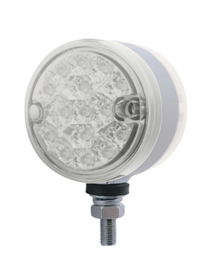 (CARD) 15 AMBER/15 RED LED 3" REFLECTOR DUAL FUNCTION DOUBLE FACE LIGHT - CLEAR/CLEAR LENS