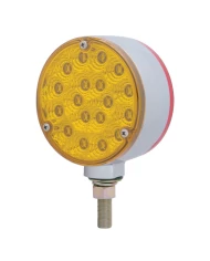 (CARD) 18 AMBER/RED LED CHROME HOUSING REFLECTOR DOUBLE FACE TURN SIGNAL LIGHT - AMBER RED LENS (CARD) 18 AMBER/RED LED CHROME HOUSING REFLECTOR DOUBLE FACE TURN SIGNAL LIGHT - AMBER RED LENS