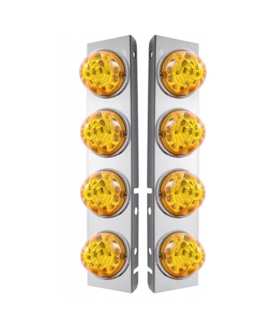 (BULK) S.S. PETERBILT A/C LIGHT BRACKET W/ FOUR 17 AMBER LED WATERMELON REFLECTOR LIGHT - AMBER LENS (BULK) S.S. PETERBILT A/C LIGHT BRACKET W/ FOUR 17 AMBER LED WATERMELON REFLECTOR LIGHT - AMBER LENS