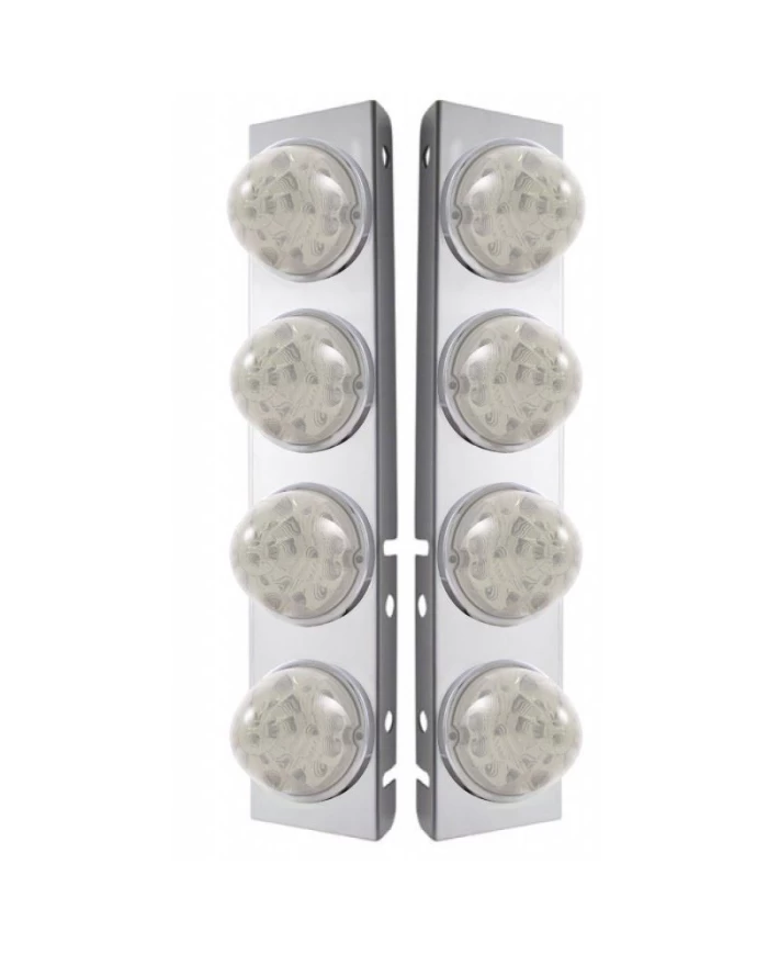 (BULK) S.S. PETERBILT A/C LIGHT BRACKET W/ FOUR 17 AMBER LED WATERMELON REFLECTOR LIGHT - CLEAR LENS (BULK) S.S. PETERBILT A/C LIGHT BRACKET W/ FOUR 17 AMBER LED WATERMELON REFLECTOR LIGHT - CLEAR LENS