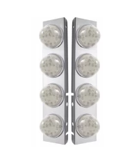 (BULK) S.S. PETERBILT A/C LIGHT BRACKET W/ FOUR 17 AMBER LED WATERMELON REFLECTOR LIGHT - CLEAR LENS