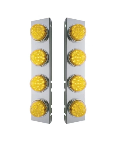 (BULK) STAINLESS STEEL PB A/C LT BRACKET W/ FOUR 17 AMBER LED DUAL FUNCTION CLEAR REFLECTOR LT - AMBER LENS (BULK) STAINLESS STEEL PB A/C LT BRACKET W/ FOUR 17 AMBER LED DUAL FUNCTION CLEAR REFLECTOR LT - AMBER LENS