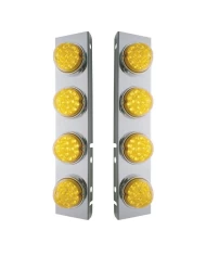 (BULK) STAINLESS STEEL PB A/C LT BRACKET W/ FOUR 17 AMBER LED DUAL FUNCTION CLEAR REFLECTOR LT - AMBER LENS