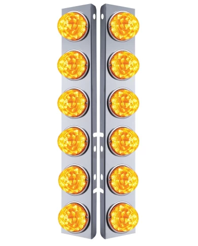 (BULK) S.S. PETERBILT A/C LIGHT BRACKET W/ SIX 17 AMBER LED WATERMELON REFLECTOR LIGHT - AMBER LENS (BULK) S.S. PETERBILT A/C LIGHT BRACKET W/ SIX 17 AMBER LED WATERMELON REFLECTOR LIGHT - AMBER LENS