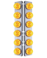 (BULK) S.S. PETERBILT A/C LIGHT BRACKET W/ SIX 17 AMBER LED WATERMELON REFLECTOR LIGHT - AMBER LENS
