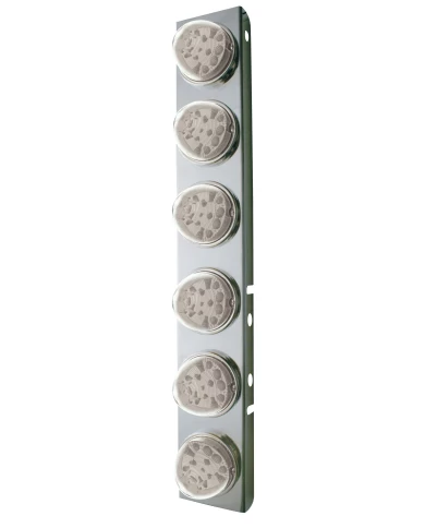 (BULK) S.S. PETERBILT A/C LIGHT BRACKET W/ SIX 17 AMBER LED WATERMELON REFLECTOR LIGHT - CLEAR LENS (BULK) S.S. PETERBILT A/C LIGHT BRACKET W/ SIX 17 AMBER LED WATERMELON REFLECTOR LIGHT - CLEAR LENS