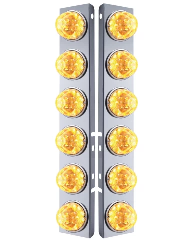 (BULK) S.S. PETERBILT A/C LIGHT BRACKET W/ SIX 17 AMBER LED WATERMELON REFLECTOR LIGHT - CLEAR LENS (BULK) S.S. PETERBILT A/C LIGHT BRACKET W/ SIX 17 AMBER LED WATERMELON REFLECTOR LIGHT - CLEAR LENS