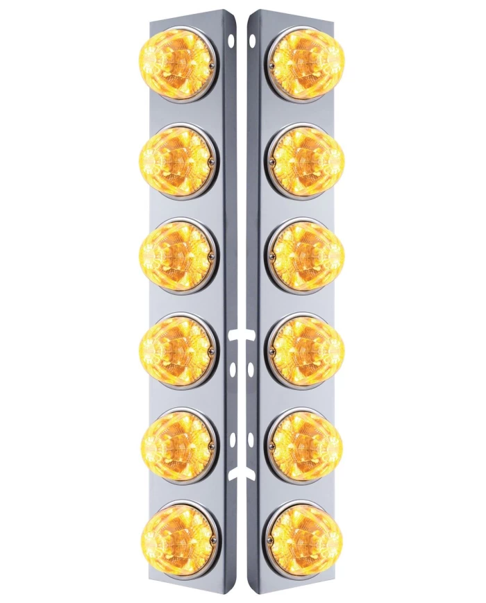 (BULK) S.S. PETERBILT A/C LIGHT BRACKET W/ SIX 17 AMBER LED WATERMELON REFLECTOR LIGHT - CLEAR LENS (BULK) S.S. PETERBILT A/C LIGHT BRACKET W/ SIX 17 AMBER LED WATERMELON REFLECTOR LIGHT - CLEAR LENS