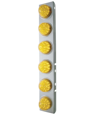 (BULK) STAINLESS STEEL PB A/C LT BRACKET W/ SIX 17 AMBER LED DUAL FUNCTION CLEAR REFLECTOR LT - AMBER LENS (BULK) STAINLESS STEEL PB A/C LT BRACKET W/ SIX 17 AMBER LED DUAL FUNCTION CLEAR REFLECTOR LT - AMBER LENS
