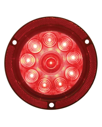 (CARD) 10 RED LED 4" STOP, TURN & TAIL LIGHT W/ REFLEX FLANGE - RED LENS (CARD) 10 RED LED 4" STOP, TURN & TAIL LIGHT W/ REFLEX FLANGE - RED LENS