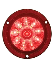(CARD) 10 RED LED 4" STOP, TURN & TAIL LIGHT W/ REFLEX FLANGE - RED LENS
