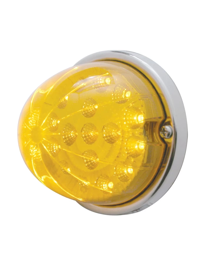 (BULK) 17 AMBER LED DUAL FUNCTION CLEAR REFLECTOR CAB LIGHT FLUSH MOUNT KIT - AMBER LENS