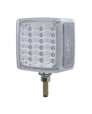 (CARD) 18 AMBER/RED LED SQUARE DOUBLE FACE SINGLE STUD REFLECTOR LIGHT - DRIVER SIDE, CLEAR LENS (CARD) 18 AMBER/RED LED SQUARE DOUBLE FACE SINGLE STUD REFLECTOR LIGHT - DRIVER SIDE, CLEAR LENS