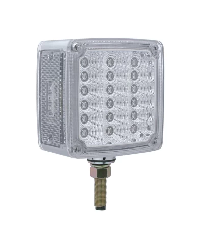 (CARD) 18 AMBER/RED LED SQUARE DOUBLE FACE SINGLE STUD REFLECTOR LIGHT - PASSENGER SIDE, CLEAR LENS (CARD) 18 AMBER/RED LED SQUARE DOUBLE FACE SINGLE STUD REFLECTOR LIGHT - PASSENGER SIDE, CLEAR LENS