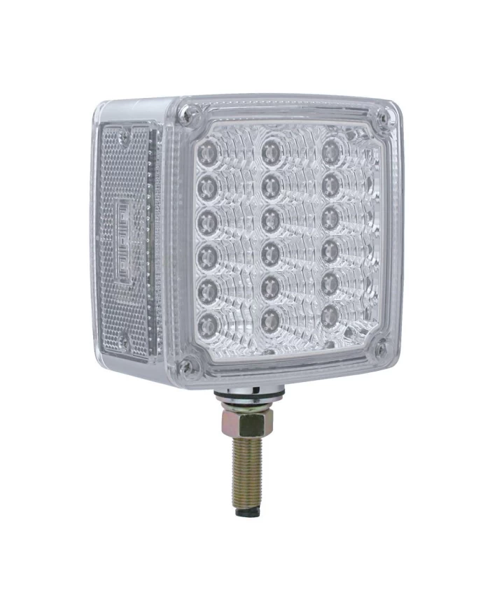 (CARD) 18 AMBER/RED LED SQUARE DOUBLE FACE SINGLE STUD REFLECTOR LIGHT - PASSENGER SIDE, CLEAR LENS (CARD) 18 AMBER/RED LED SQUARE DOUBLE FACE SINGLE STUD REFLECTOR LIGHT - PASSENGER SIDE, CLEAR LENS