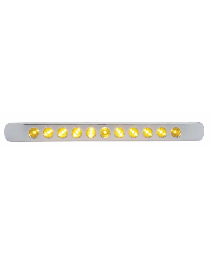 (CARD) CHROME PLASTIC LIGHT BAR BEZEL W/ ONE 11 AMBER LED 17" LIGHT BAR - AMBER LENS