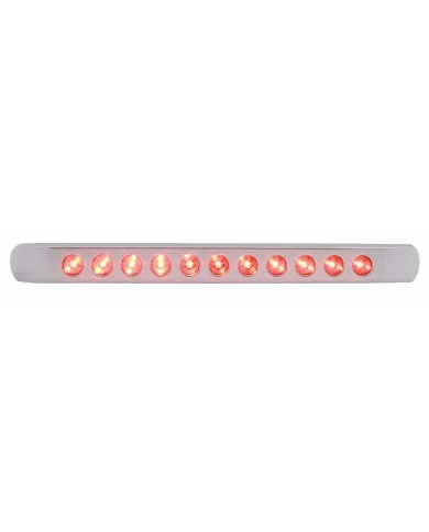 (CARD) CHROME PLASTIC LIGHT BAR BEZEL W/ ONE 11 RED LED 17" LIGHT BAR - RED LENS (CARD) CHROME PLASTIC LIGHT BAR BEZEL W/ ONE 11 RED LED 17" LIGHT BAR - RED LENS