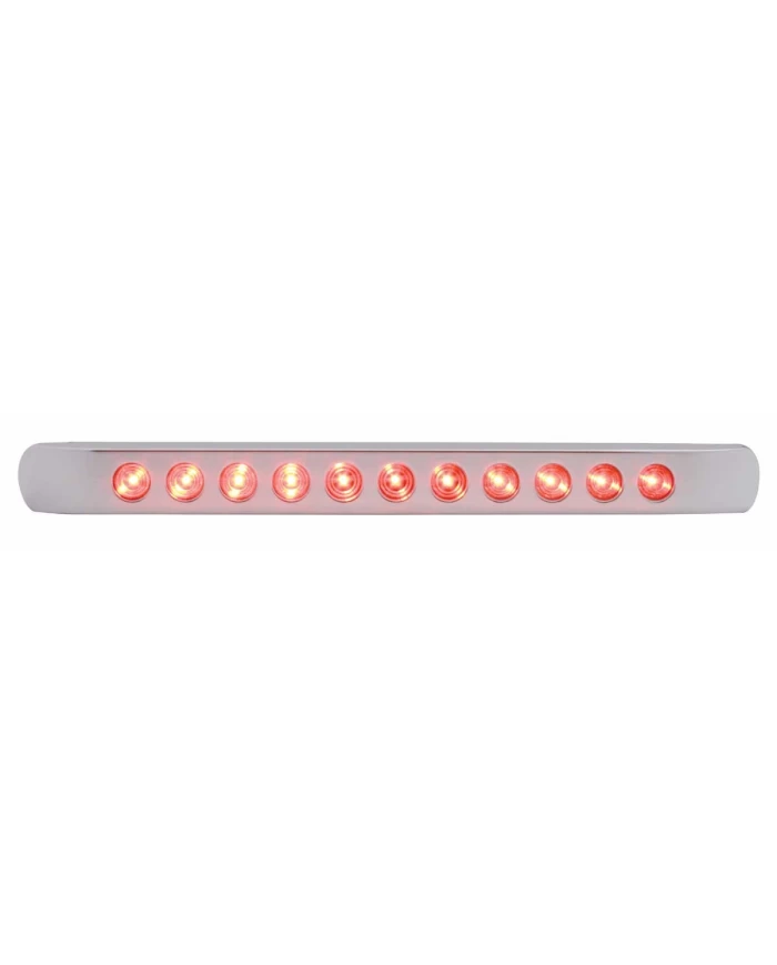 (CARD) CHROME PLASTIC LIGHT BAR BEZEL W/ ONE 11 RED LED 17" LIGHT BAR - RED LENS