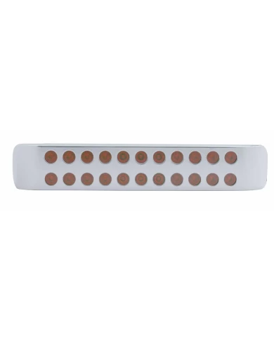(CARD) CHROME PLASTIC LIGHT BAR BEZEL W/ TWO 11 RED LED 17" LIGHT BAR - RED LENS (CARD) CHROME PLASTIC LIGHT BAR BEZEL W/ TWO 11 RED LED 17" LIGHT BAR - RED LENS
