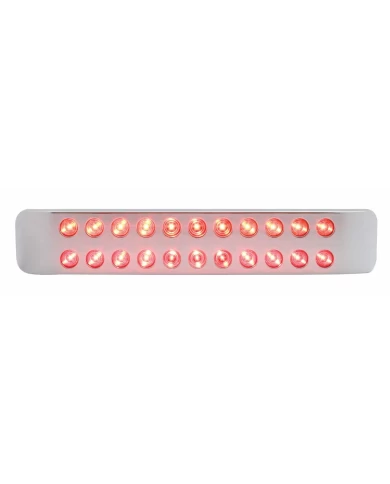 (CARD) CHROME PLASTIC LIGHT BAR BEZEL W/ TWO 11 RED LED 17" LIGHT BAR - RED LENS (CARD) CHROME PLASTIC LIGHT BAR BEZEL W/ TWO 11 RED LED 17" LIGHT BAR - RED LENS