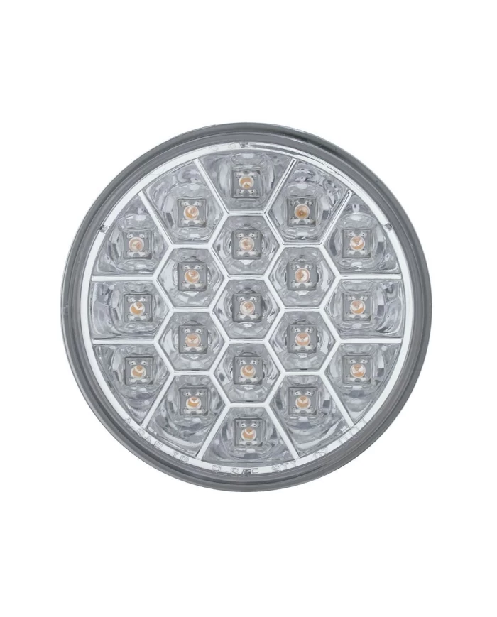 (CARD) 19 RED LED 4" ROUND REFLECTOR S/T/T LIGHT - CLEAR LENS