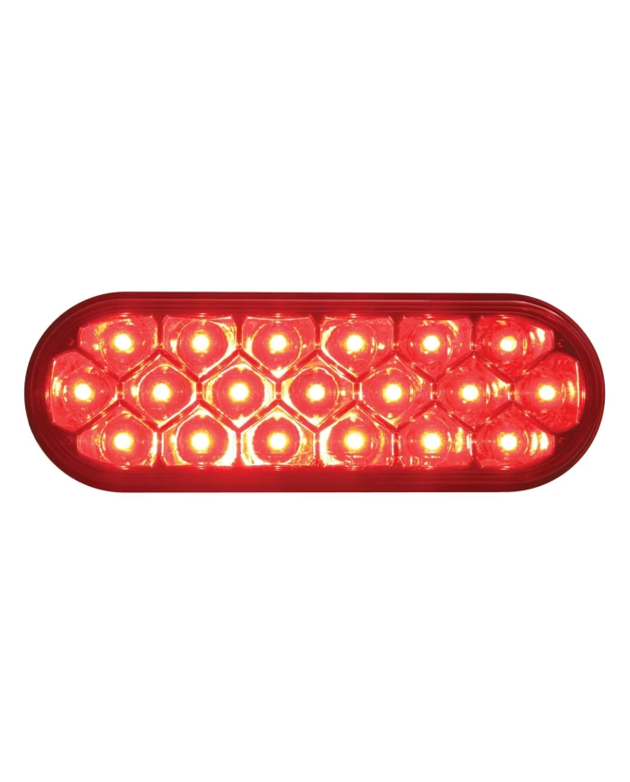 (CARD) 19 RED LED 6" OVAL REFLECTOR S/T/T LIGHT - RED LENS