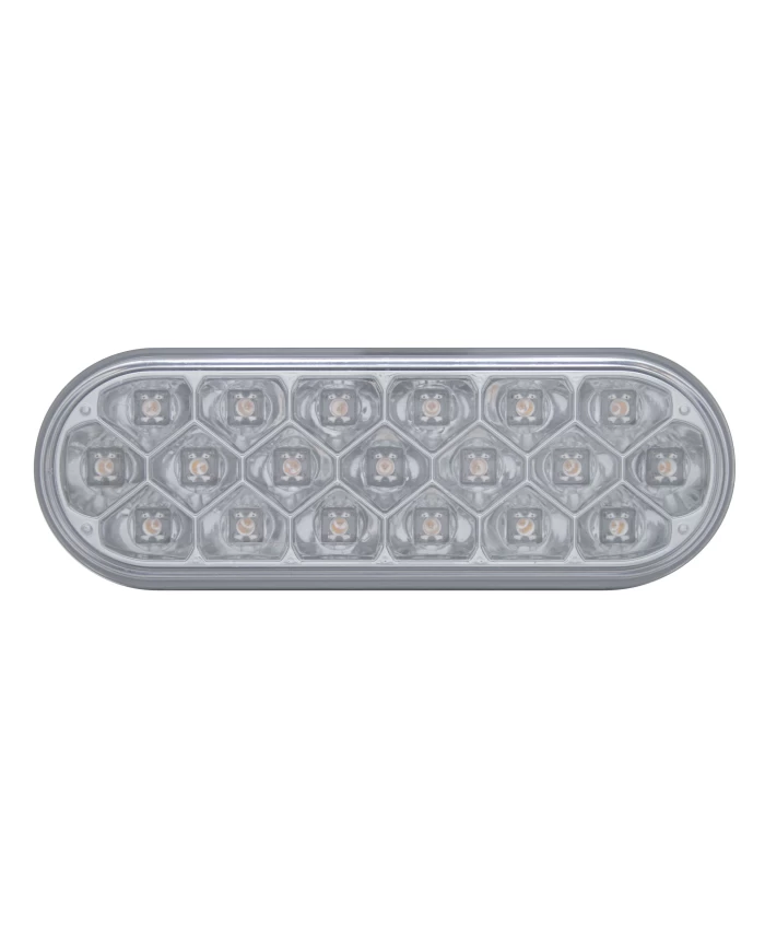 (CARD) 19 AMBER LED 6" OVAL REFLECTOR P/T/C LIGHT - CLEAR LENS