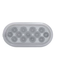 (BULK) 13 RED LED DUAL FUNCTION OVAL AUXILIARY REFLECTOR LIGHT - CLEAR LENS