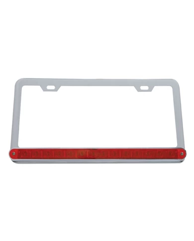 (CARD) LICENSE FRAME W/ 14 RED LED 12" LIGHT BAR - RED LENS (CARD) LICENSE FRAME W/ 14 RED LED 12" LIGHT BAR - RED LENS