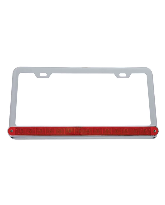 (CARD) LICENSE FRAME W/ 14 RED LED 12" LIGHT BAR - RED LENS (CARD) LICENSE FRAME W/ 14 RED LED 12" LIGHT BAR - RED LENS