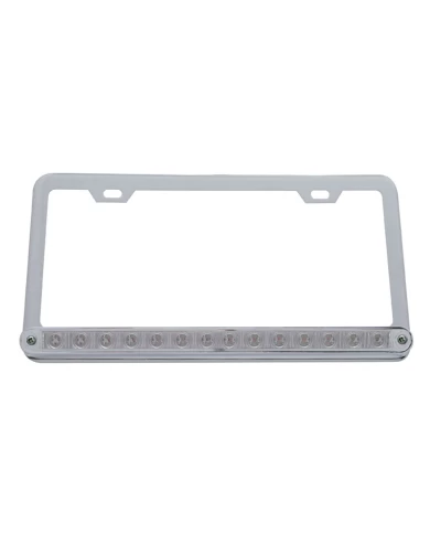 (CARD) LICENSE FRAME W/ 14 RED LED 12" LIGHT BAR - CLEAR LENS