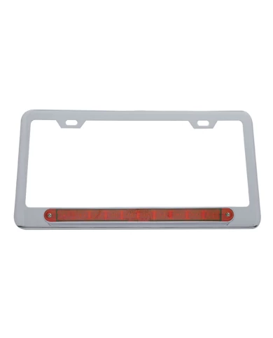 (CARD) LICENSE FRAME W/ 10 RED LED 9" LIGHT BAR - RED LENS (CARD) LICENSE FRAME W/ 10 RED LED 9" LIGHT BAR - RED LENS