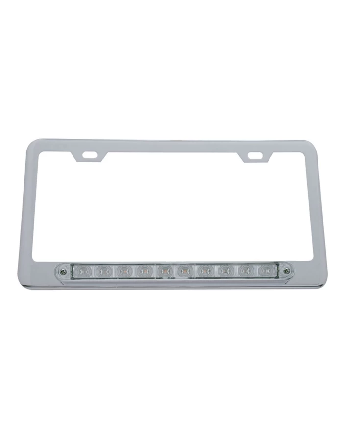 (CARD) LICENSE FRAME W/ 10 RED LED 9" LIGHT BAR - CLEAR LENS