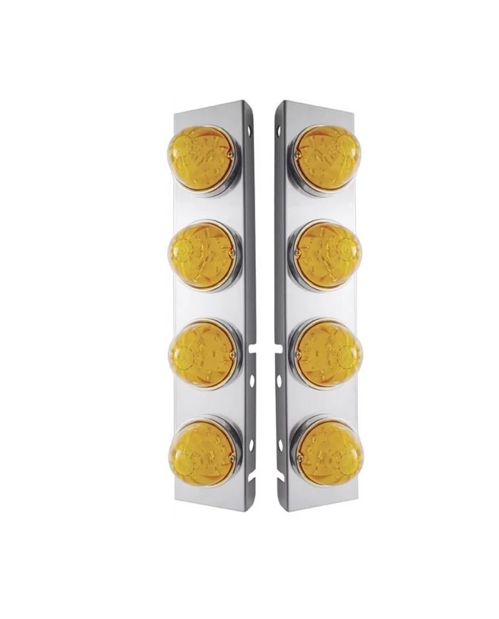 (2/BULK) S.S. PB A/C LIGHT BRACKET W/ FOUR 17 AMBER LED 2 FUNCTION WATERMELON AUX./CAB LT - AMBER LENS (2/BULK) S.S. PB A/C LIGHT BRACKET W/ FOUR 17 AMBER LED 2 FUNCTION WATERMELON AUX./CAB LT - AMBER LENS