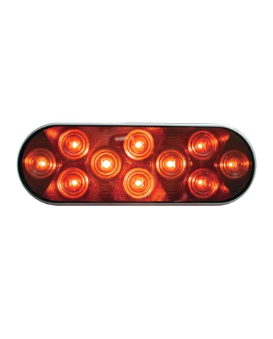 (CARD) 10 RED LED OVAL AUXILIARY LIGHT - CHROME LENS (CARD) 10 RED LED OVAL AUXILIARY LIGHT - CHROME LENS