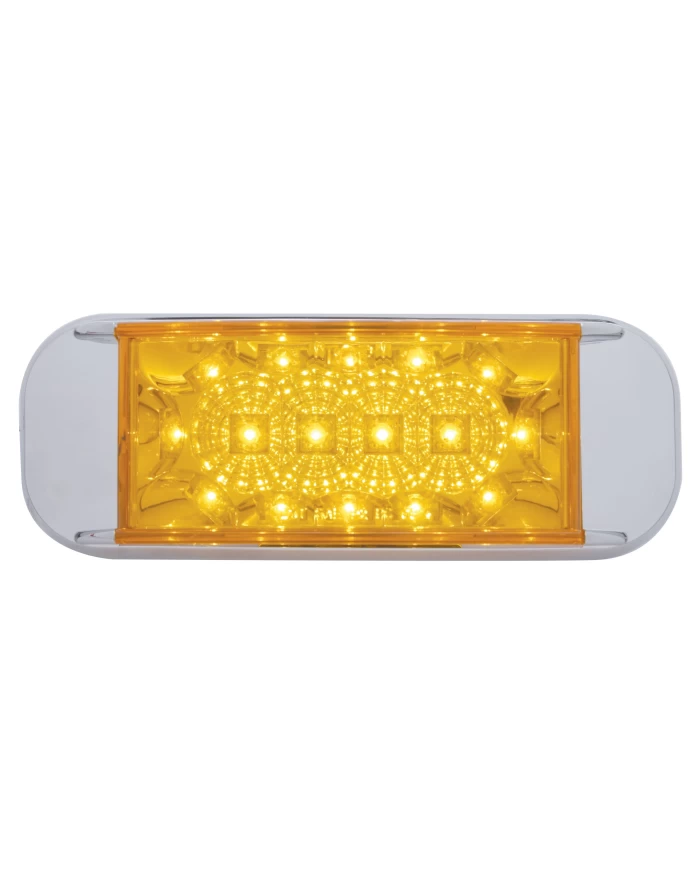 (CARD) 16 AMBER LED RECTANGULAR MARKER LIGHT W/ REFLECTOR - AMBER LENS
