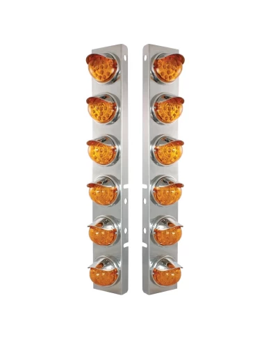 (2/BULK) S.S. PB 12 LED CUTOUT A/C BRACKET W/ 17 AMBER LED CLEAR W/ REFLE. 2 FUNC. CAB LT & S.S. VSR - AMBER LENS (2/BULK) S.S. PB 12 LED CUTOUT A/C BRACKET W/ 17 AMBER LED CLEAR W/ REFLE. 2 FUNC. CAB LT & S.S. VSR - AMBER LENS