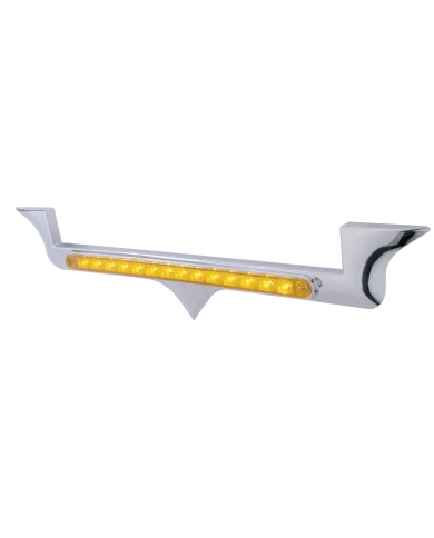 (CARD) CHROME PLASTIC KENWORTH HOOD EMBLEM HOUSING W/ 14 AMBER LED 12" LIGHT BAR - AMBER LENS (CARD) CHROME PLASTIC KENWORTH HOOD EMBLEM HOUSING W/ 14 AMBER LED 12" LIGHT BAR - AMBER LENS