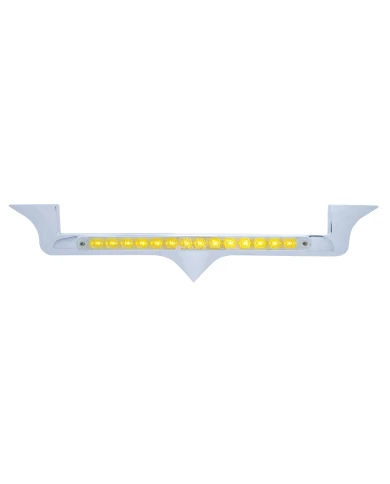 (CARD) CHROME PLASTIC KENWORTH HOOD EMBLEM HOUSING W/ 14 AMBER LED 12" LIGHT BAR - CHROME LENS (CARD) CHROME PLASTIC KENWORTH HOOD EMBLEM HOUSING W/ 14 AMBER LED 12" LIGHT BAR - CHROME LENS
