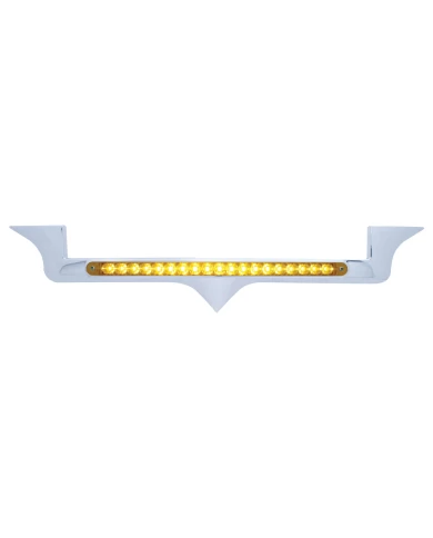 (CARD) CHROME PLASTIC KENWORTH HOOD EMBLEM HOUSING W/ 19 AMBER LED 12" LIGHT BAR W/ REFLECTOR - AMBER LENS (CARD) CHROME PLASTIC KENWORTH HOOD EMBLEM HOUSING W/ 19 AMBER LED 12" LIGHT BAR W/ REFLECTOR - AMBER LENS