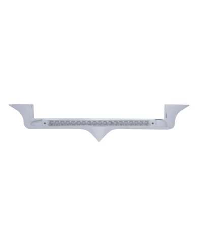 (CARD) CHROME PLASTIC KENWORTH HOOD EMBLEM HOUSING W/ 19 AMBER LED 12" LIGHT BAR W/ REFLECTOR - CLEAR LENS (CARD) CHROME PLASTIC KENWORTH HOOD EMBLEM HOUSING W/ 19 AMBER LED 12" LIGHT BAR W/ REFLECTOR - CLEAR LENS