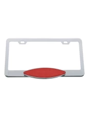 (CARD) CHROME LICENSE FRAME W/ 10 RED LED CAT'S EYE LIGHT - RED LENS (CARD) CHROME LICENSE FRAME W/ 10 RED LED CAT'S EYE LIGHT - RED LENS