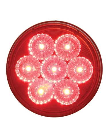 (CARD) 7 RED LED 4" S/T/T REFLECTOR LIGHT - RED LENS