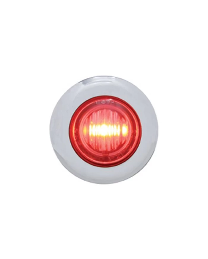 (CARD) STAINLESS STEEL 3 RED LED MINI CLEARANCE/MARKER LIGHT - CLEAR LENS