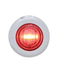 (CARD) STAINLESS STEEL 3 RED LED MINI CLEARANCE/MARKER LIGHT - CLEAR LENS