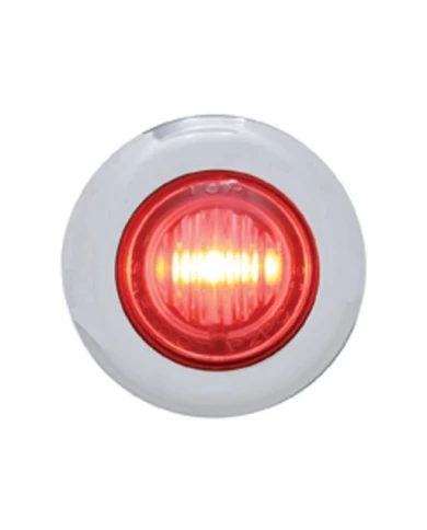 (CARD) STAINLESS STEEL 3 RED LED MINI CLEARANCE/MARKER LIGHT - CLEAR LENS