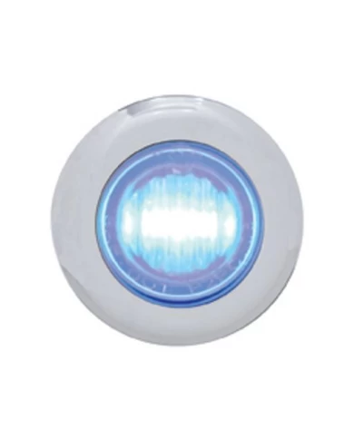 (CARD) STAINLESS STEEL 3 BLUE LED MINI CLEARANCE/MARKER LIGHT - CLEAR LENS